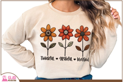 Thankful Grateful Blessed faux embroidery flower sublimation Product Image 4