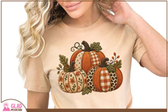 Fall faux embroidery pumpkins, plaid Autumn pumpkins Product Image 2