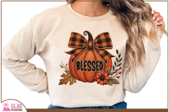 Blessed Pumpkin png, faux embroidered Autumn pumpkin Product Image 3