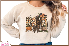 Boho Autumn faux embroidery Mama png, Mama Pumpkin design Product Image 4