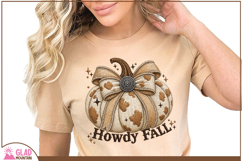 faux embroidery Howdy Fall Cowhide Pumpkin, Western Vintage Product Image 2