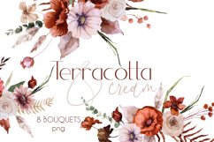 terracotta flowers clipart watercolor fall clipart bouquets