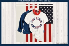 God Bless America patriotic patchwork sublimation design PNG with red white and blue stars stripes and gingham for 4th of July crafts