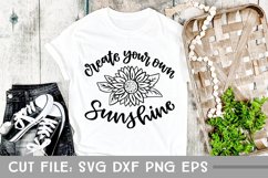 Create Your Own Sunshine, Hand Lettered Summer Sunflower SVG Product Image 1