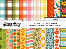 Aloha Digital Papers, scrapbooking backgrounds designs Product Image 2