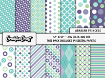Arabian Princess Digital Papers, scrapbook background design Product Image 2