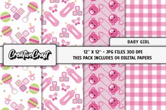 Baby Girl Digital Papers, scrapbooking backgrounds designs Product Image 1