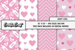 Baby Girl Digital Papers, scrapbooking backgrounds designs Product Image 1