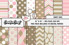 Baby Girl Digital Papers, scrapbooking backgrounds designs Product Image 1