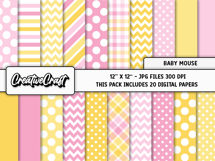 Minnie Baby Digital Paper, minni digital scrapbook graphic Product Image 2