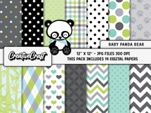 Baby Panda Bear Digital Papers, scrapbook background designs Product Image 2