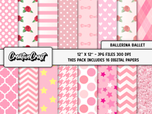 Ballerina Ballet Digital Papers, dance scrapbook papercraft Product Image 2