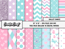 Ballet Dance Digital Papers, scrapbook papers designs Product Image 2