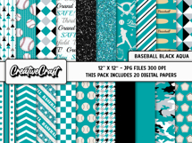 Baseball Sport Digital Papers, scrapbook backgrounds designs Product Image 2