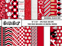 Baseball Sport Digital Papers, background designs, scrapbook Product Image 2