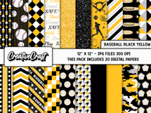 Baseball Sport Digital Papers, background designs, scrapbook Product Image 2