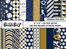 Baseball Sport Digital Papers, background designs, scrapbook Product Image 2