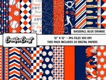 Baseball Sport Digital Papers, background designs, scrapbook Product Image 2