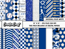 Baseball Sport Digital Papers, background designs, scrapbook Product Image 2