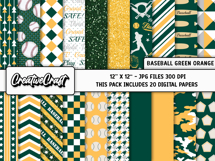 Baseball Sport Digital Papers, background designs, scrapbook Product Image 2