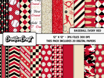 Baseball Sport Digital Papers, background designs, scrapbook Product Image 2