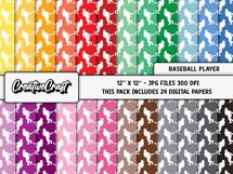Baseball Sport Digital Papers, scrapbook backgrounds designs Product Image 2