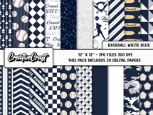 Baseball Sport Digital Papers, background designs, scrapbook Product Image 2