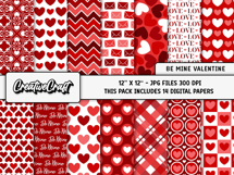 Valentine Day Digital Paper and Clipart png, illustration Product Image 2