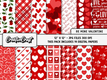 Valentine Day Digital Paper and Clipart png, illustration Product Image 2
