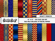 Beauty Princess Digital Papers, scrapbook backgrounds design Product Image 2