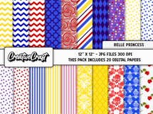 Belle Princess Digital Papers, scrapbook backgrounds designs Product Image 2