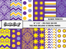 Blonde Princess Digital Papers, scrapbook background designs Product Image 2