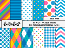 Blue Baby Digital Papers, scrapbooking backgrounds designs Product Image 2