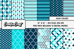 Blue Colors Digital Papers, scrapbooking backgrounds designs Product Image 1