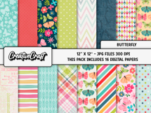 Butterfly Digital Papers, scrapbooking backgrounds designs Product Image 2