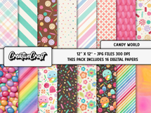 Candy World Digital Papers, scrapbooking backgrounds designs Product Image 2