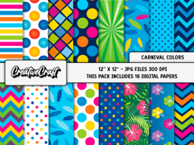 Carnival Colors Digital Papers, scrapbooking backgrounds Product Image 2