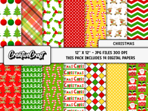 Christmas Digital Paper and Clipart png, illustration Product Image 2