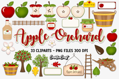 Apple Orchard Digital Paper and Clipart png, Apple clipart Product Image 3