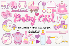 Baby Girl Digital Paper and Clipart png, baby illustration Product Image 3
