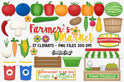 Farmers Market Digital Paper and Clipart png, Farmer clipart Product Image 3