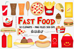 Fast Food Kids Digital Paper &amp; Clipart Kids Bundle PNG Product Image 3