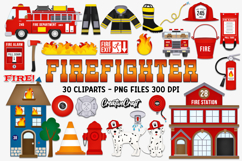 Firefighter Digital Paper and Clipart png, fire clipart Product Image 3