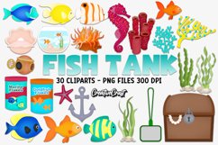 Fish Tank Clipart, pet fish graphics, nautical illustrations Product Image 2