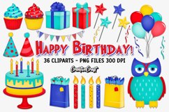 Happy Birthday Clipart, birthday party graphic, illustration Product Image 2
