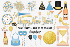 Happy New Year Digital Paper and Clipart png, illustration Product Image 3