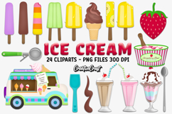 SUMMER ICE CREAM Digital Paper and Clipart Kids PNG Product Image 3