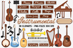 Instrumental Music Digital Papers And Clipart Png Bundle Product Image 3
