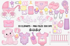 Baby Girl Clip Art, baby shower graphics, baby illustrations Product Image 2