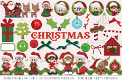 Christmas Digital Paper and Clipart png, illustration Product Image 3